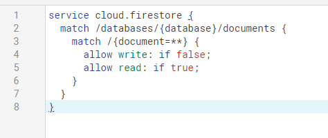 database rules with public read- and private write-access